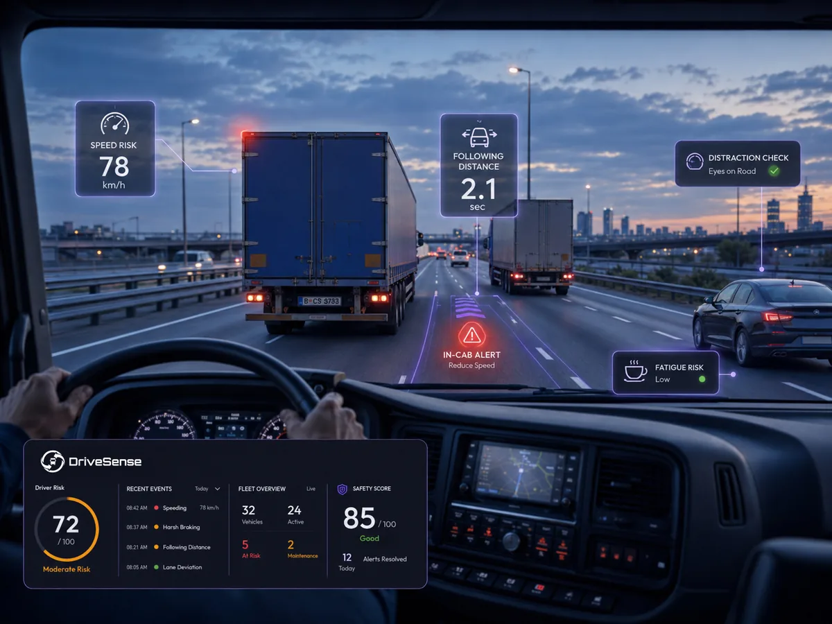 DriveSense AI view of a truck on the road